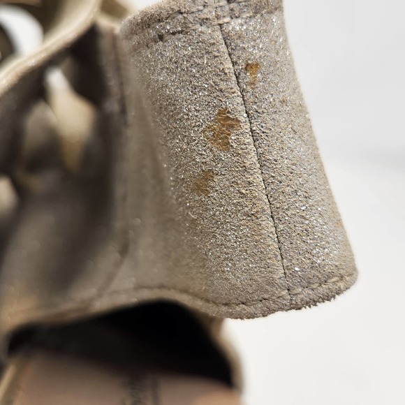 Josef Seibel Womens Bonnie Metallic Silver Leather Bootie 41 US 11 Peep Toe Heel - Picture 8 of 11